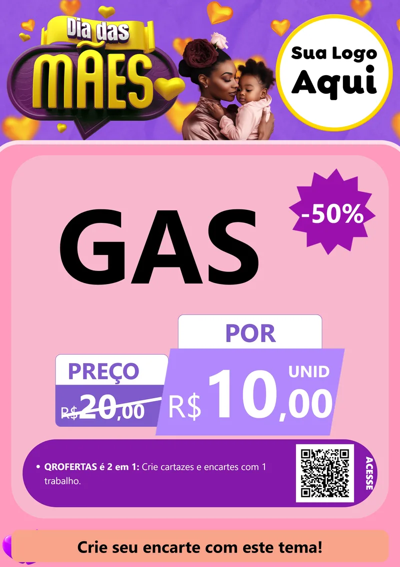 Modelo de Cartaz para Cartaz A4 Vertical com o tema Dia das Mães para Água e gás