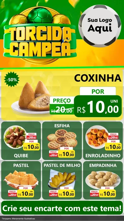 Modelo de Rede Social para Stories com o tema Torcida Campeã - Copa para Salgadaria