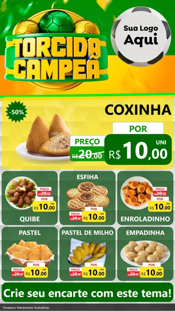 Modelo de Rede Social para Stories com o tema Torcida Campeã - Copa para Salgadaria