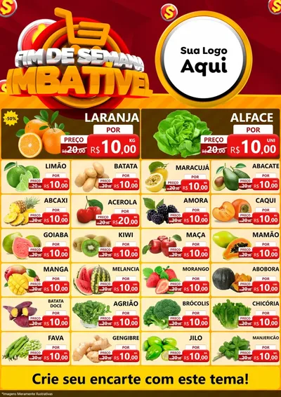 Modelo de Encarte para Encarte A4 Vertical com o tema Fim de Semana Imbatível para Hortifrúti