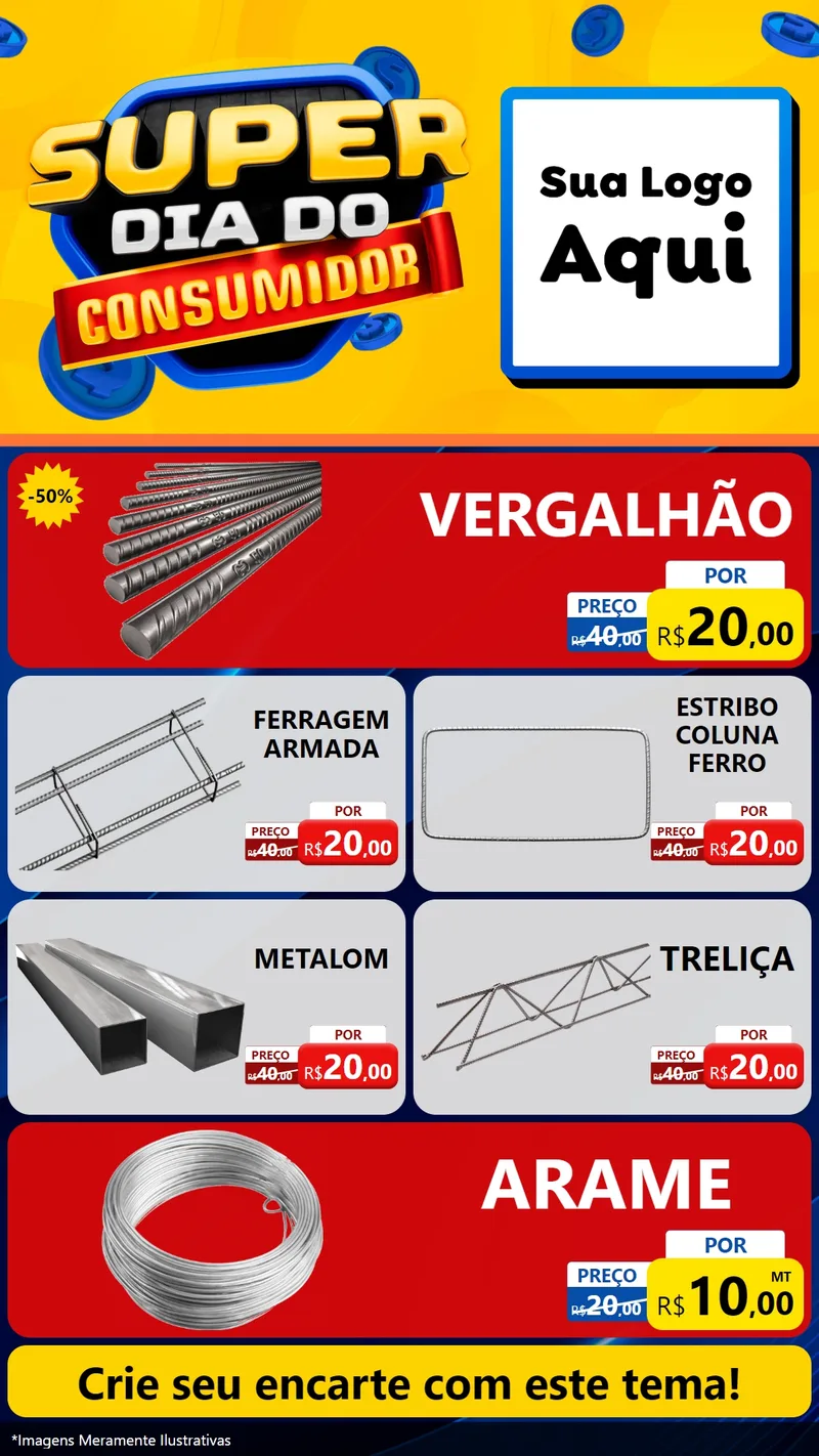 Modelo de TV para TV Vertical com o tema Super Dia do Consumidor para Ferragens