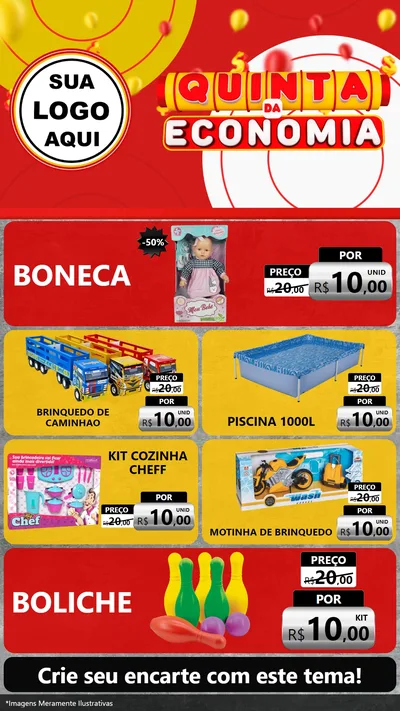 Modelo de TV para TV Vertical com o tema Quinta da Economia para Brinquedos