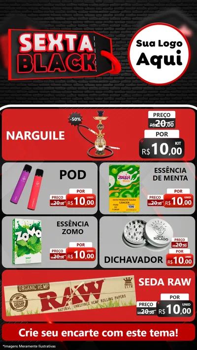 Modelo de TV para TV Vertical com o tema Sexta Black para Tabacaria