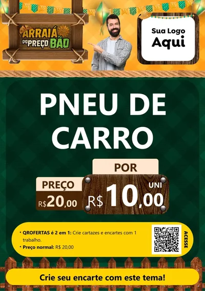 Modelo de Cartaz para Cartaz A4 Vertical com o tema Arraiá do preço bão para Auto peças