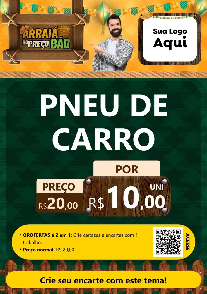 Modelo de Cartaz para Cartaz A4 Vertical com o tema Arraiá do preço bão para Auto peças