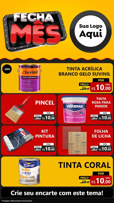 Modelo de TV para TV Vertical com o tema Fecha Mês para Tintas e Ferramentas