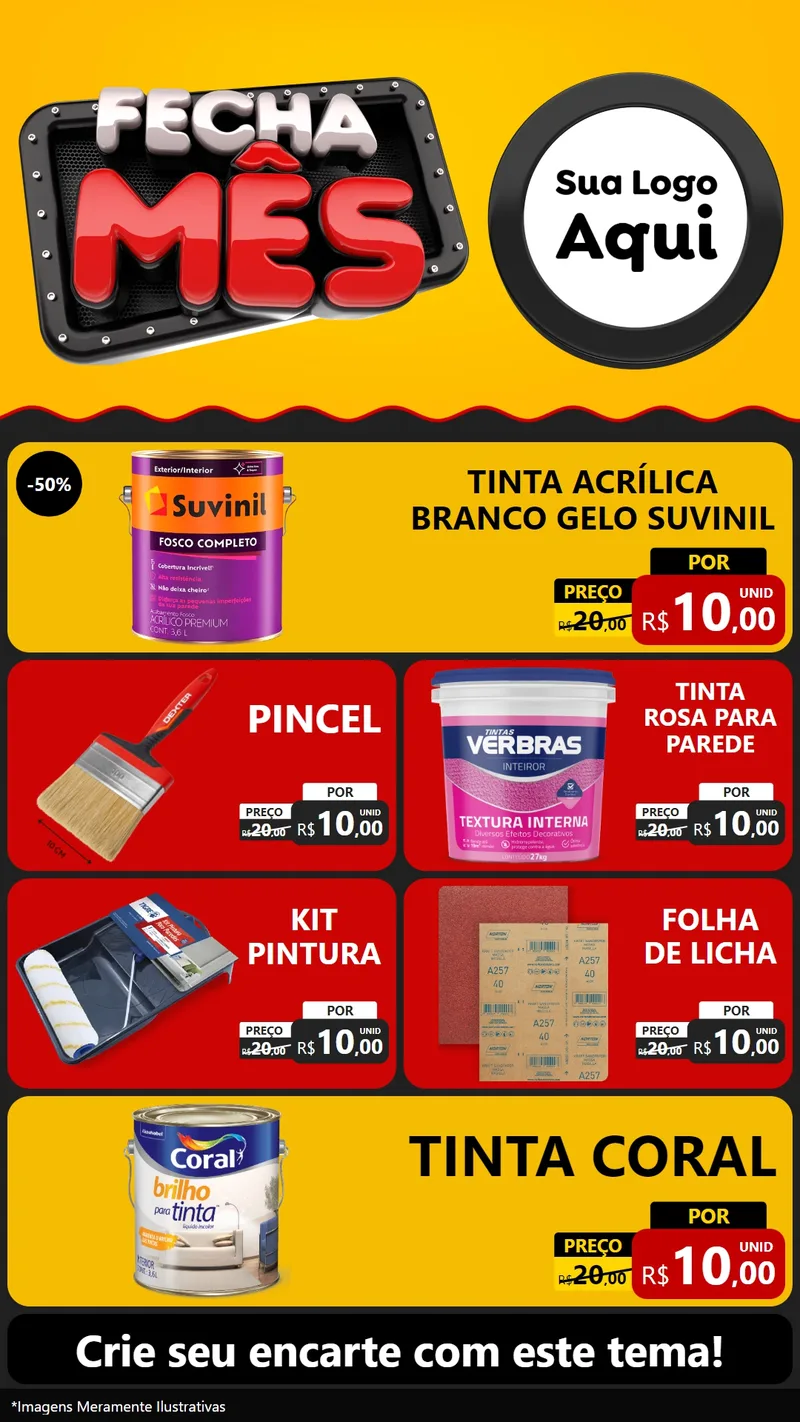 Modelo de TV para TV Vertical com o tema Fecha Mês para Tintas e Ferramentas