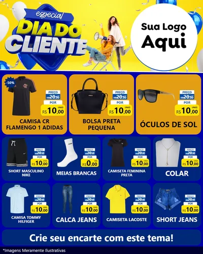 Modelo de Rede Social para Feed Instagram com o tema Especial Dia do Cliente para Roupas e acessórios