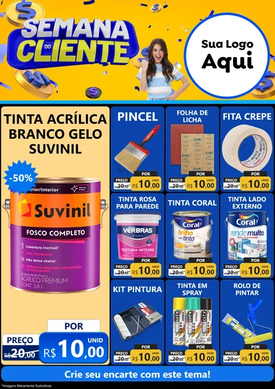 Modelo de Encarte para Encarte A4 Vertical com o tema Semana do Cliente para Tintas e Ferramentas