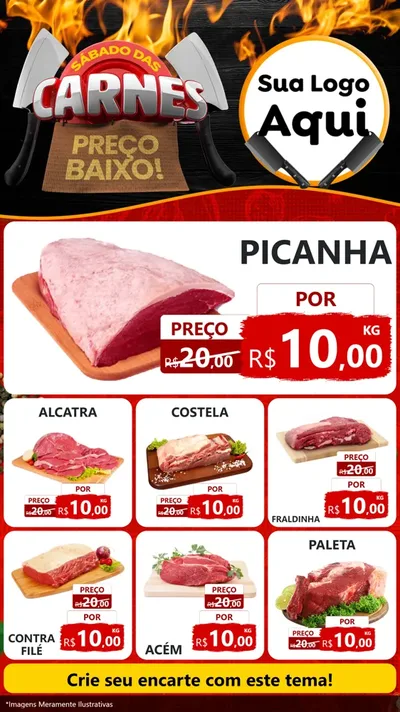 Modelo de Rede Social para Stories com o tema Sábado das Carnes para Açougue