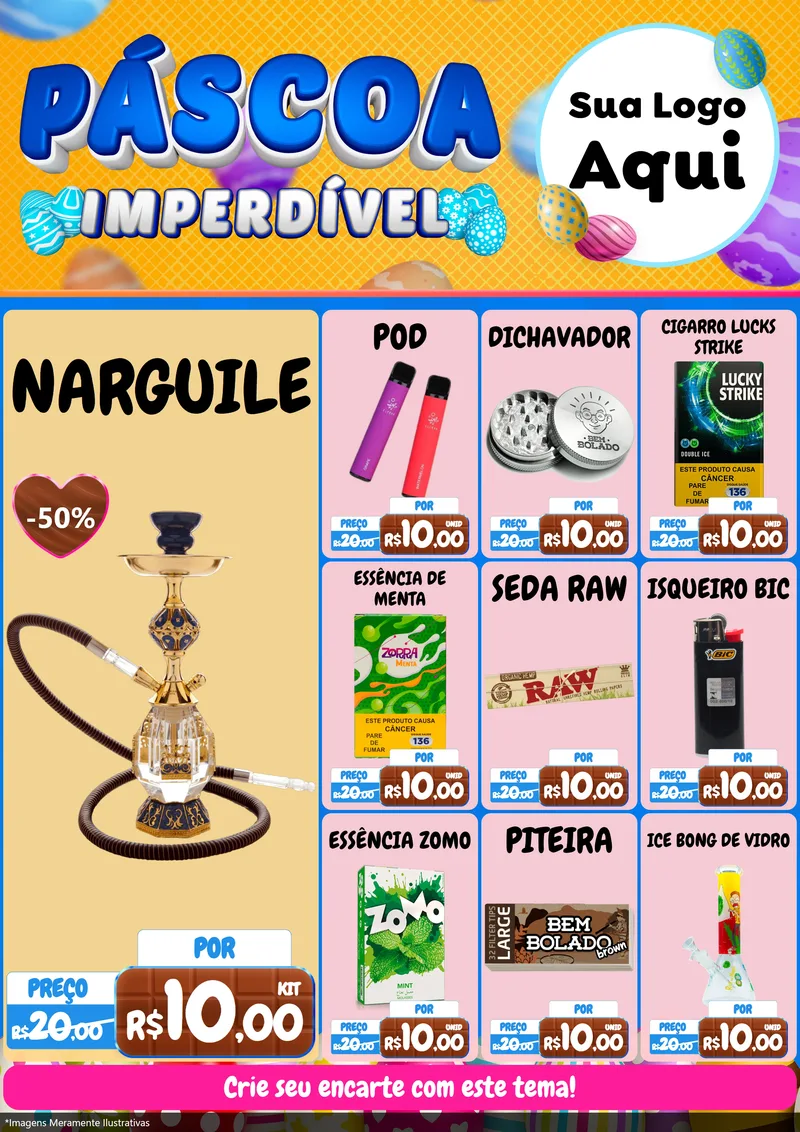 Modelo de Encarte para Encarte A4 Vertical com o tema Páscoa Imperdível para Tabacaria
