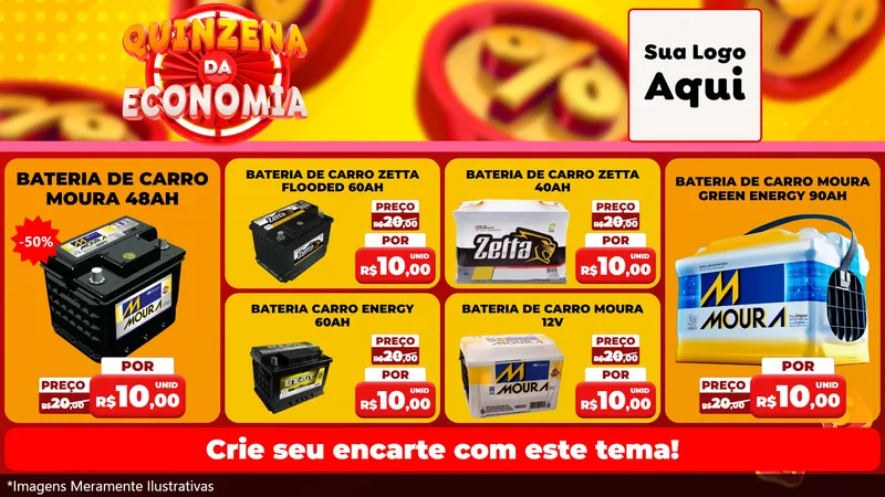 Modelo de TV para TV Horizontal com o tema Quinzena Da Economia para Baterias Elétricas