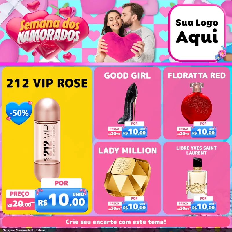 Modelo de Rede Social para Feed Facebook com o tema Semana dos Namorados para Perfumes