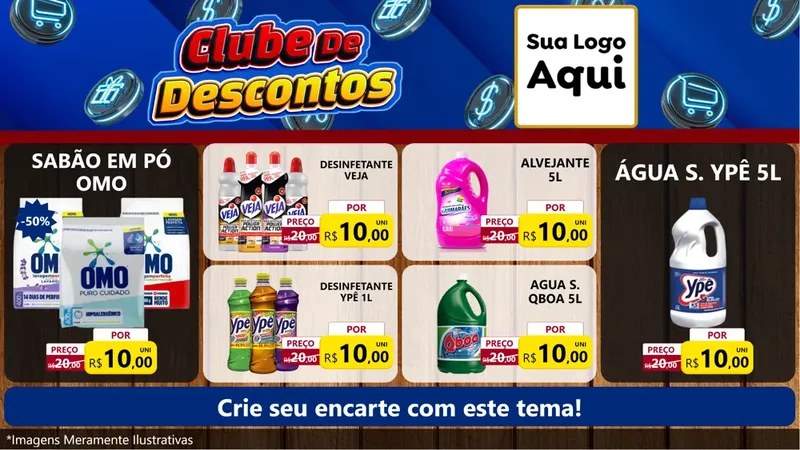 Modelo de TV para TV Horizontal com o tema Clube de Descontos para Produtos de Limpeza