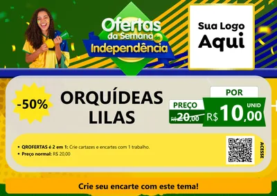 Modelo de Cartaz para Cartaz A4 Horizontal com o tema Ofertas da Semana da Independência para Floricultura e jardim