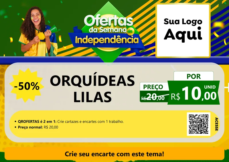 Modelo de Cartaz para Cartaz A4 Horizontal com o tema Ofertas da Semana da Independência para Floricultura e jardim