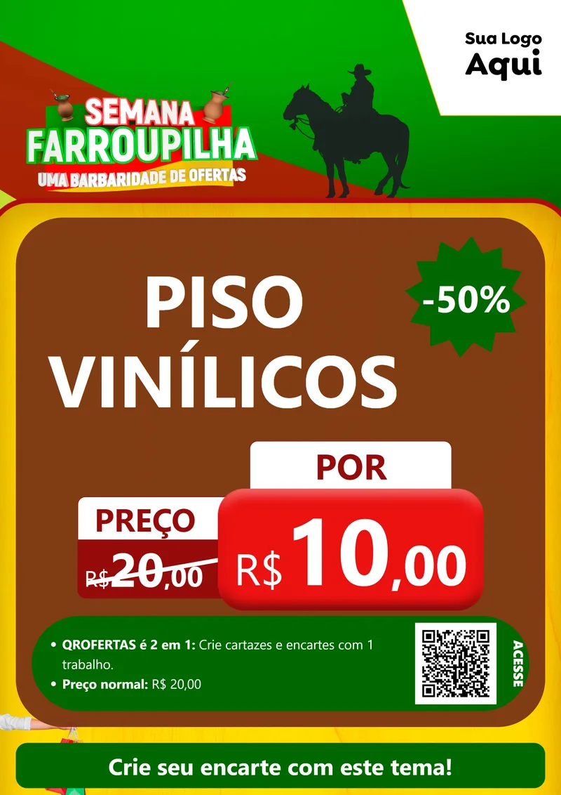Modelo de Cartaz para Cartaz A4 Vertical com o tema Semana Farroupilha - Uma Barbaridade de Ofertas para Material para Construção