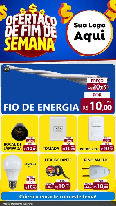 Modelo de Rede Social para Stories com o tema Ofertaço de Fim de Semana para Materiais Elétricos