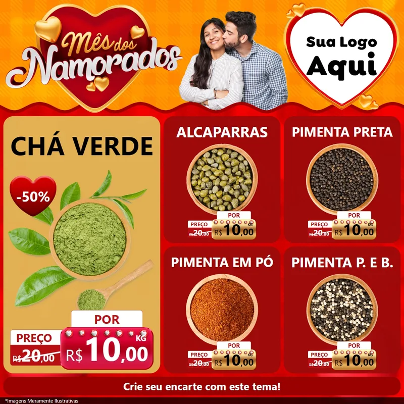 Modelo de Rede Social para Feed Facebook com o tema Mês dos Namorados para Produtos Naturais