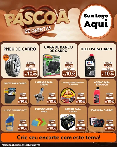 Modelo de Rede Social para Feed Instagram com o tema Páscoa de Ofertas para Auto peças