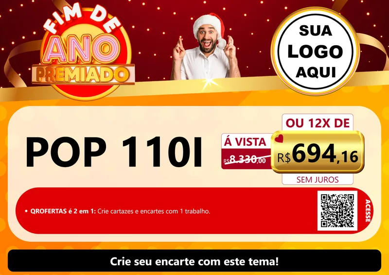 Modelo de Cartaz para Cartaz A4 Horizontal com o tema Fim de Ano Premiado para Concessionaria de Motos