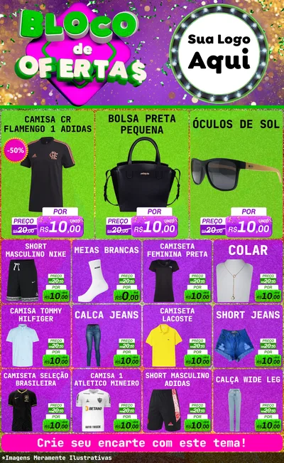 Modelo de Encarte para Encarte Grande com o tema Bloco de Ofertas para Roupas e acessórios