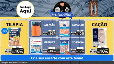Modelo de TV para TV Horizontal com o tema Frutos do Mar para Peixaria