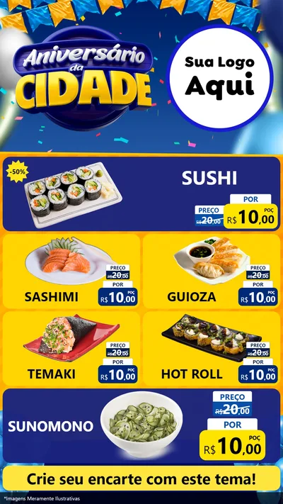 Modelo de TV para TV Vertical com o tema Aniversário da Cidade para Comida japonesa
