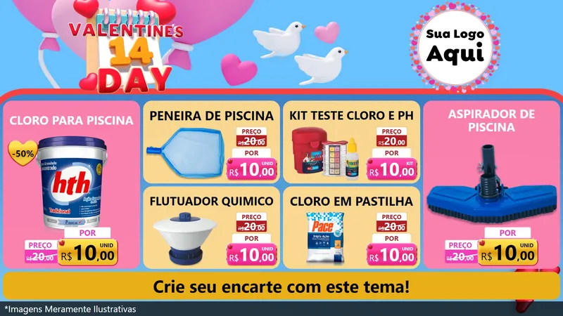 Modelo de TV para TV Horizontal com o tema Valentine's Day para Produtos para Piscina