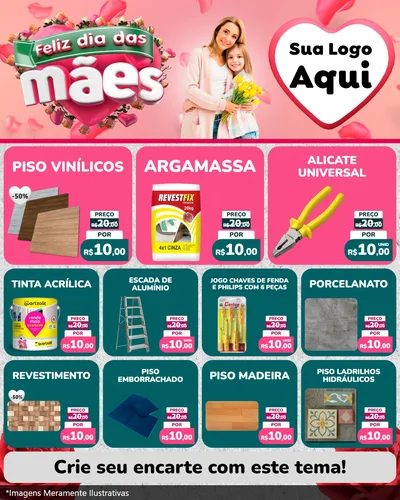 Modelo de Rede Social para Feed Instagram com o tema Feliz Dia das Mães para Material para Construção