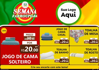 Modelo de Encarte para Encarte A4 Horizontal com o tema Semana Farroupilha para Cama, Mesa e Banho