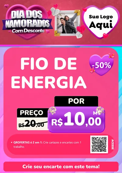 Modelo de Cartaz para Cartaz A4 Vertical com o tema Dia Dos Namorados Com Desconto para Materiais Elétricos
