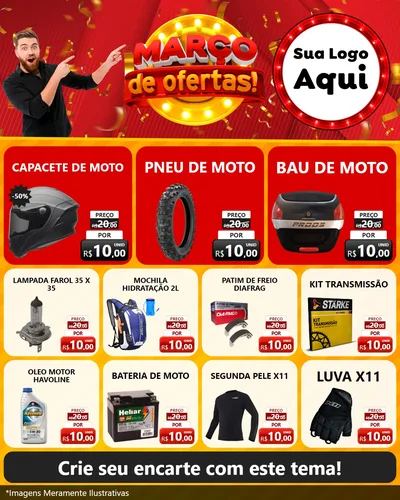 Modelo de Rede Social para Feed Instagram com o tema Março de Ofertas! para Moto peças