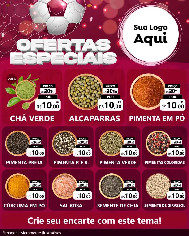 Modelo de Rede Social para Feed Instagram com o tema Ofertas Especiais - Futebol para Produtos Naturais