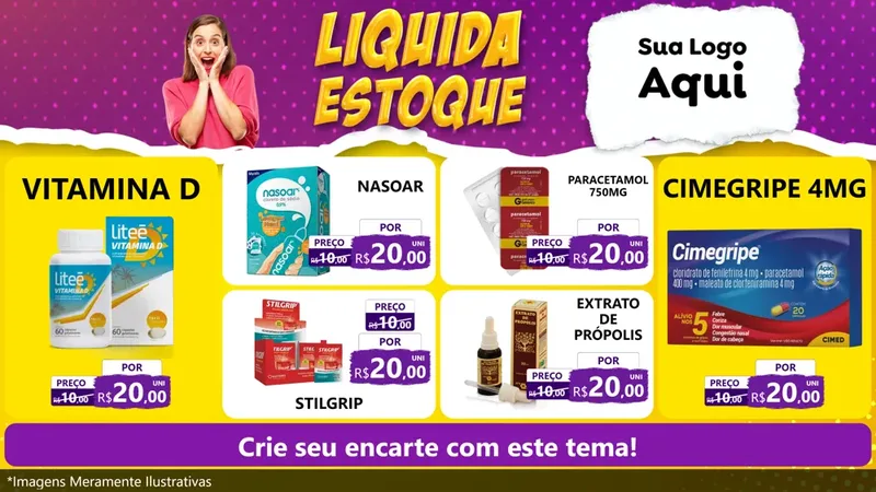 Modelo de TV para TV Horizontal com o tema Liquida estoque para Farmácia