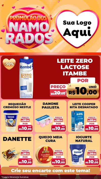 Modelo de Rede Social para Stories com o tema Promoção dos Namorados para Frios e Laticínios