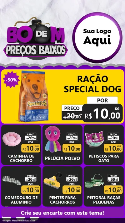 Modelo de Rede Social para Stories com o tema Boom de Preços Baixos para Pet Shop