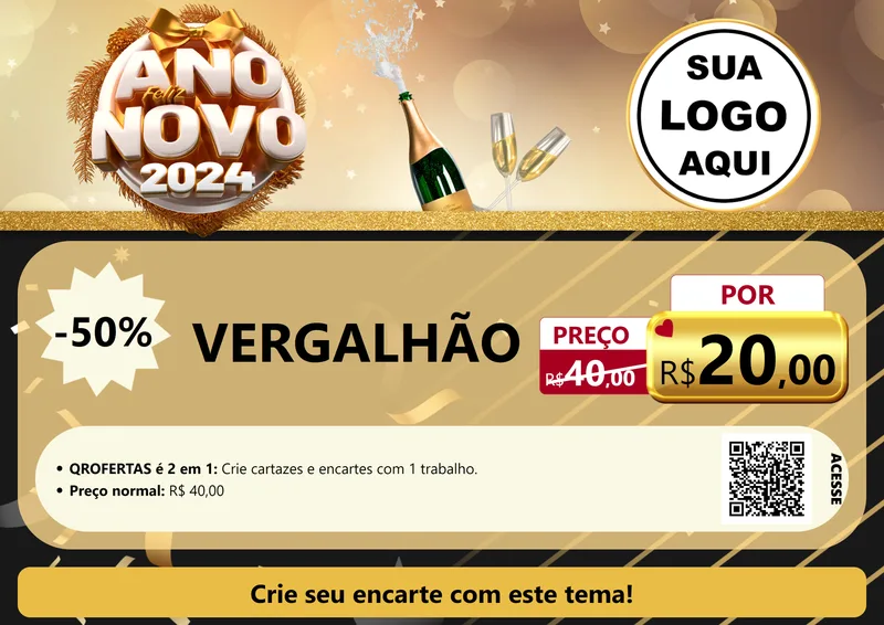 Modelo de Cartaz para Cartaz A4 Horizontal com o tema Feliz Ano Novo 2027 para Ferragens