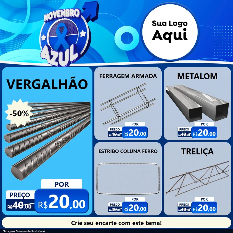 Modelo de Rede Social para Feed Facebook com o tema Novembro Azul para Ferragens