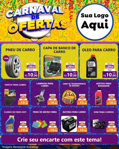 Modelo de Rede Social para Feed Instagram com o tema Carnaval de Ofertas para Auto peças