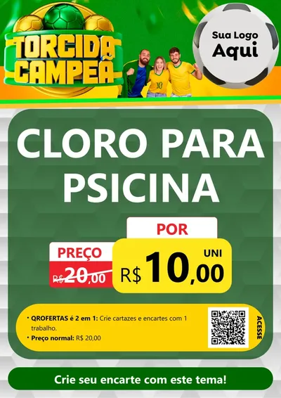 Modelo de Cartaz para Cartaz A4 Vertical com o tema Torcida Campeã - Copa para Produtos para Piscina