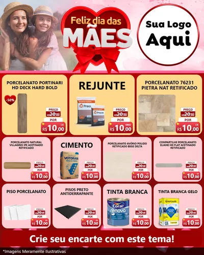 Modelo de Rede Social para Feed Instagram com o tema Feliz Dia Das Mães para Pisos e revestimentos