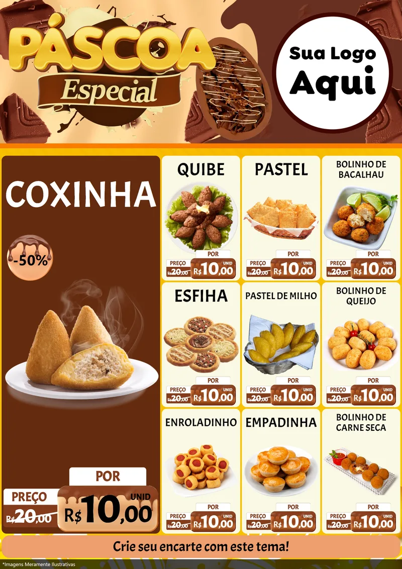 Modelo de Encarte para Encarte A4 Vertical com o tema Páscoa Especial para Salgadaria