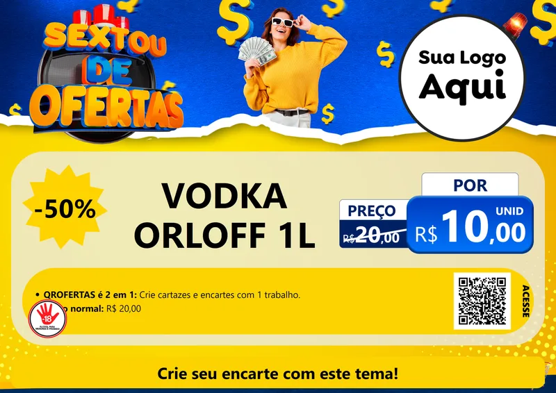 Modelo de Cartaz para Cartaz A4 Horizontal com o tema Sextou de Ofertas para Distribuidora de bebidas