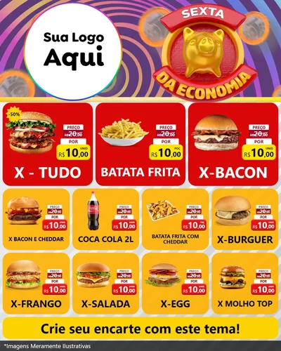 Modelo de Rede Social para Feed Instagram com o tema Sexta da Economia para Hamburgueria