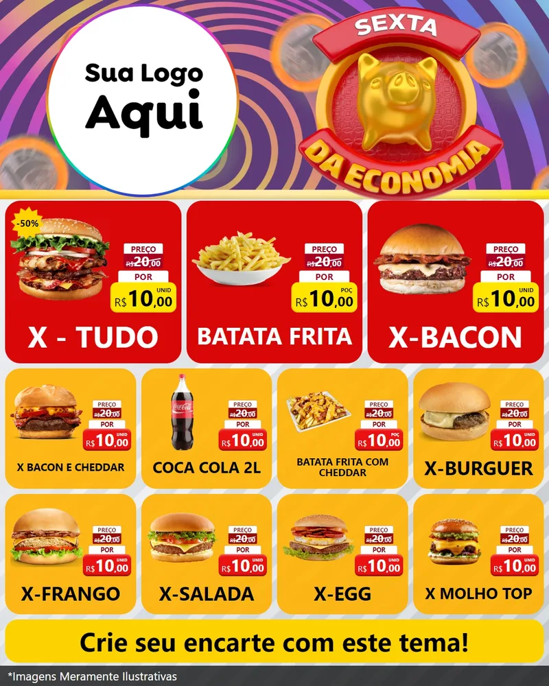 Modelo de Rede Social para Feed Instagram com o tema Sexta da Economia para Hamburgueria