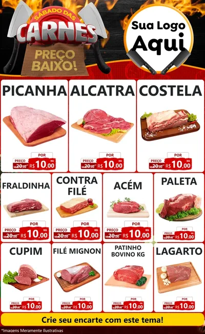 Modelo de Encarte para Encarte Grande com o tema Sábado das Carnes para Açougue