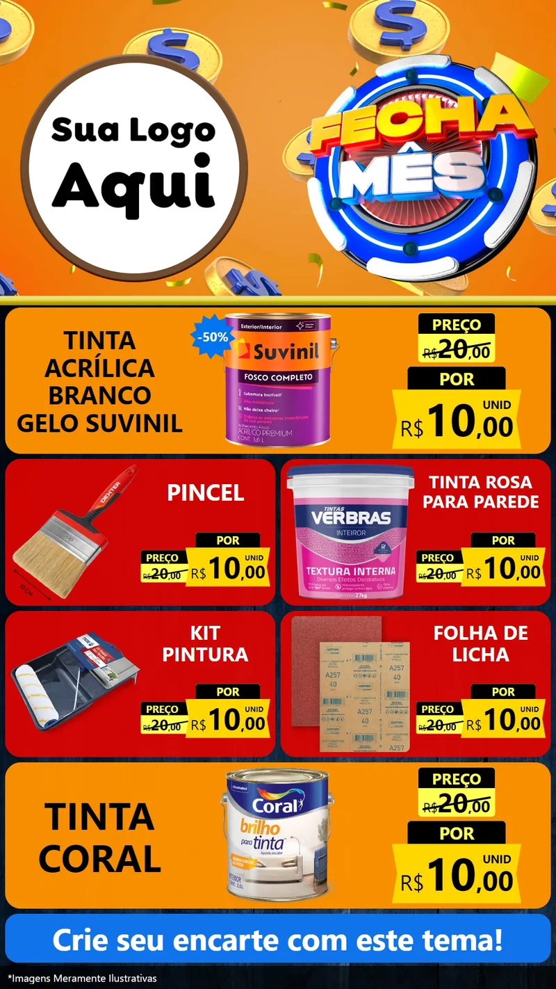 Modelo de TV para TV Vertical com o tema Fecha Mês para Tintas e Ferramentas