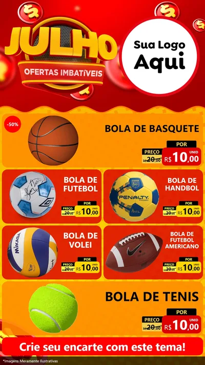 Modelo de TV para TV Vertical com o tema Julho Ofertas Imbatíveis para Artigos Esportivos