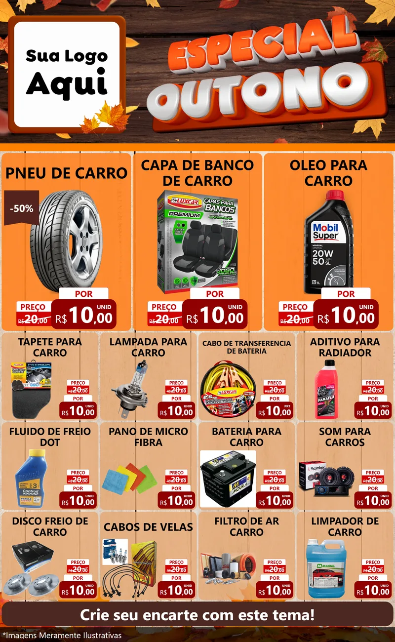 Modelo de Encarte para Encarte Grande com o tema Especial Outono para Auto peças